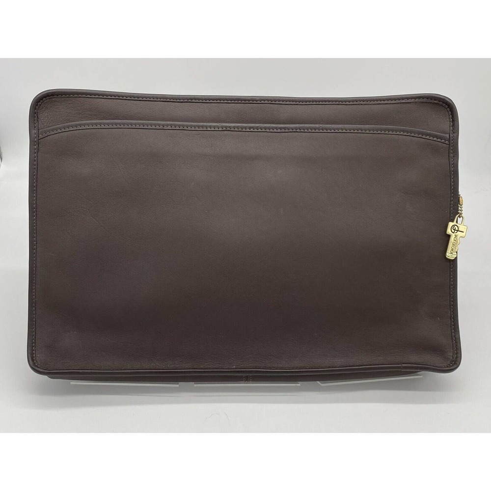 Jack Georges University Underarm Portfolio Zip Bag Leather Brown Suede Interior